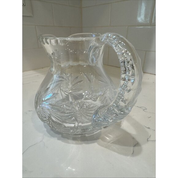 Vintage Beautiful Polish Cut Crystal Pinwheel Pattern 5" Pitcher - Picture 2 of 16